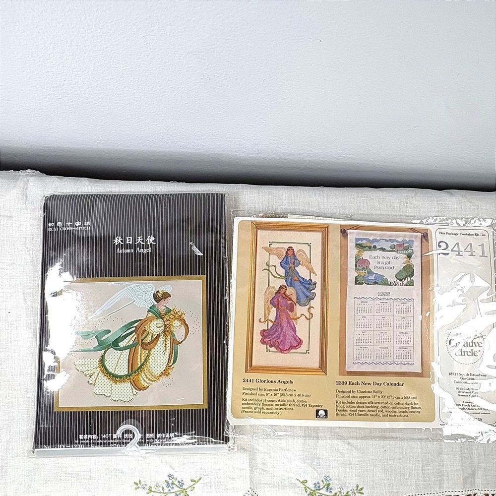 Creative Circle Glorious Angels & Ruyi Autumn Angel Cross Stitch‎ Kit Bundle NEW